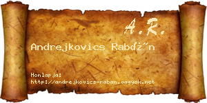 Andrejkovics Rabán névjegykártya